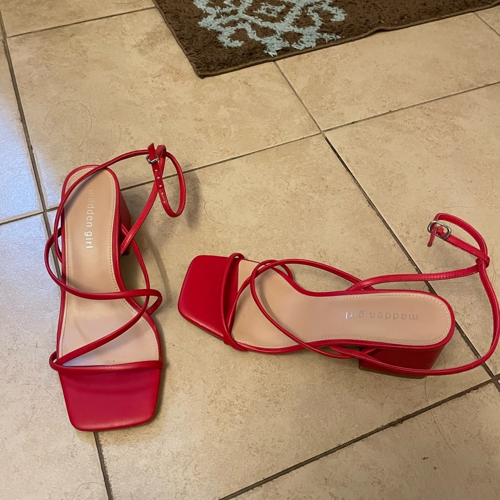 Madden Girl Bold Red Strappy Sandals